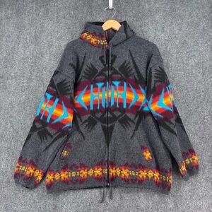 Artesania Tribal Southwestern Native Full Zip Hooded Sweater Men’s L Boho Folk